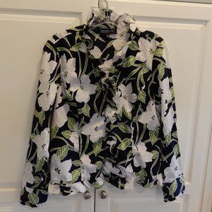 Jones NY Signature ruffled long-sleeved blouse